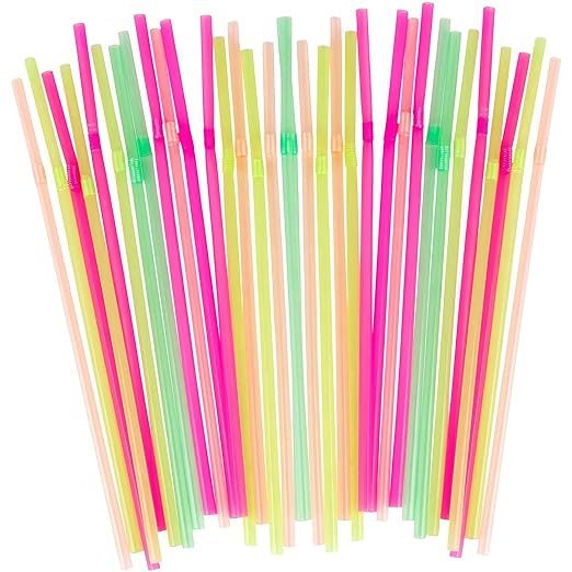 Blue Sky Flexible Plastic Straws - 175 Pack Vibrant Assorted Colors | Bendable, Stylish Drinking ... | Amazon (US)