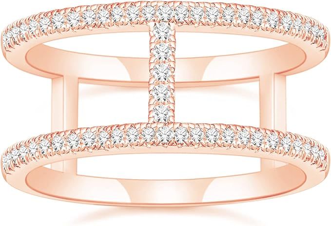 SHINYSO Wedding Band for Women Half Cubic Zirconia Eternity Engagement Ring Gold/Silver/Rose Gold... | Amazon (US)