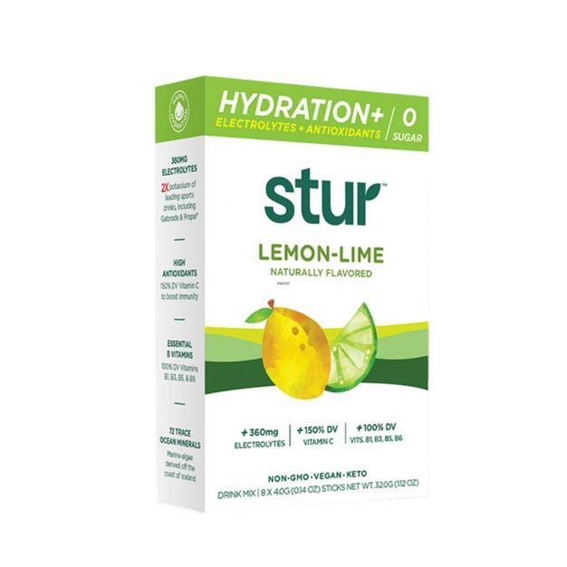 Stur Hydration+ Lemon Lime Electrolyte Drink Mix - 8pk/0.14 oz Sticks | Target