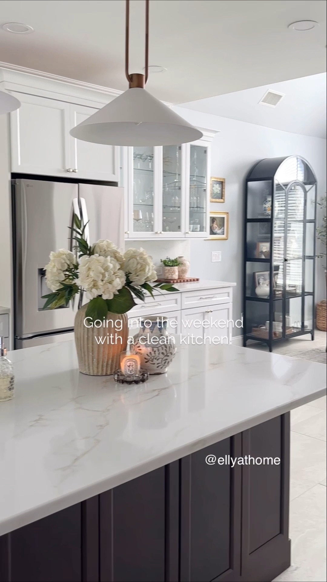 Sunny day kitchen styling! Pendants, faucet, vases, florals, display cabinet, chandelier, area rug, dining room furniture, spring home decor accessories. Stools I’m waiting to arrive! @Crate & Barrel  Pottery Barn, magnolia home, Amazon home, Wayfair, Target 

#LTKSaleAlert #LTKmorningroutine #LTKHome