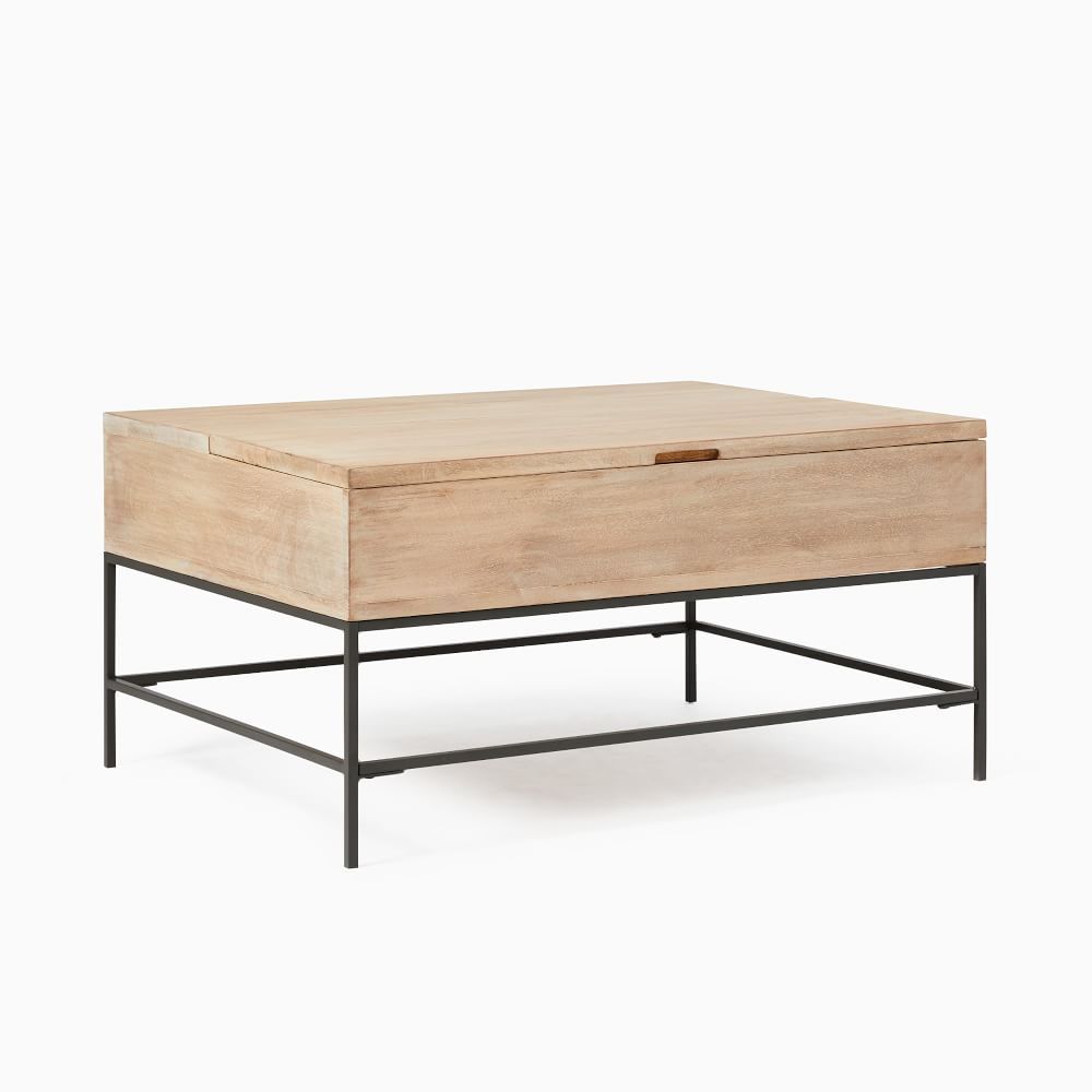 Industrial Storage Collection Cerused White Industrial Storage Coffee Table 36 Inch | West Elm (US)