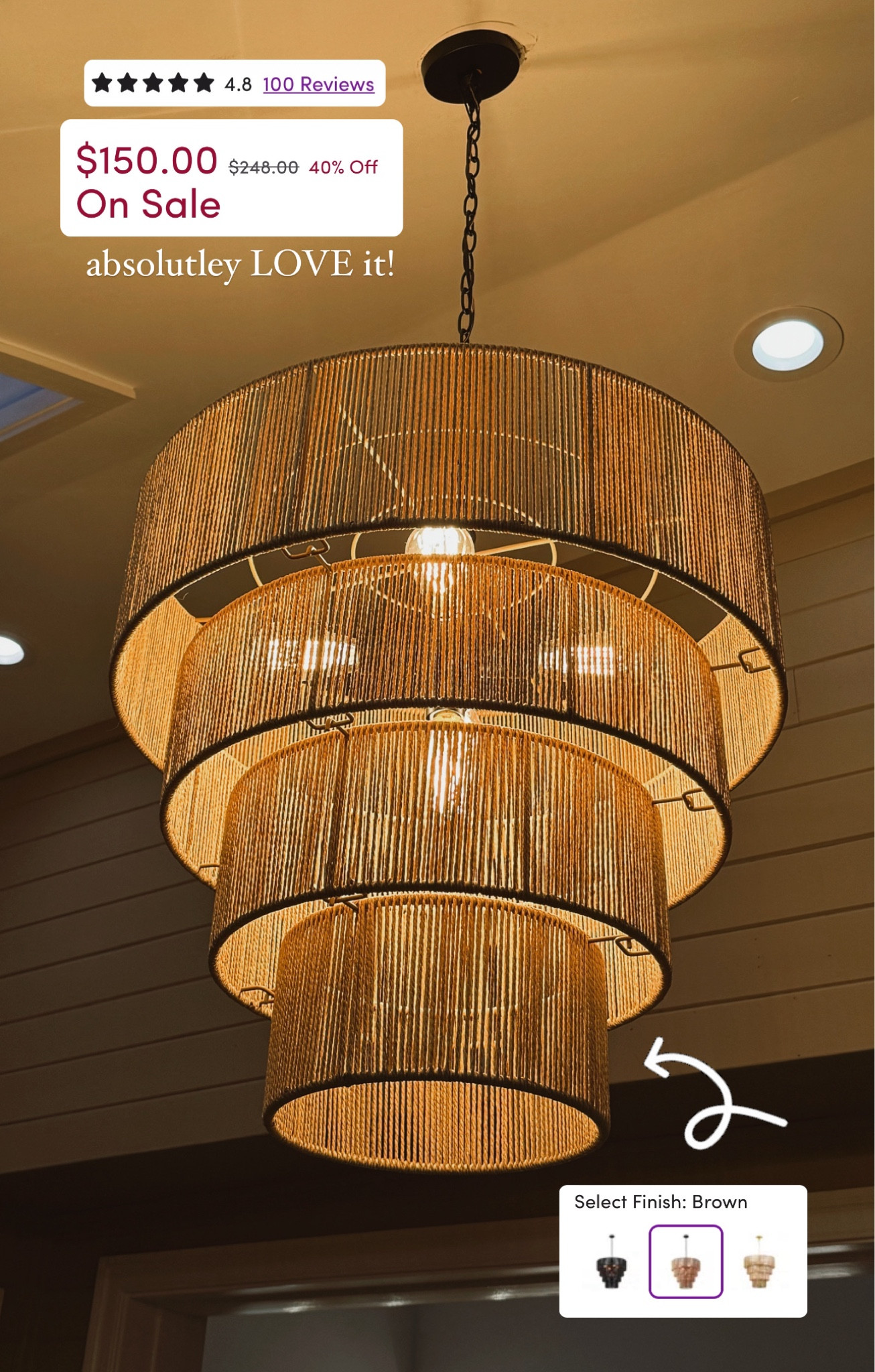 Our sunroom light fixture✨💡on sale 40% off this weekend for Wayday! 🤎 freaking love it!!! We have the brown! 

Home / neutrals / chandeliers / design inspo / Holley Gabrielle / sale 

#LTKhome #LTKsalealert #LTKSeasonal
