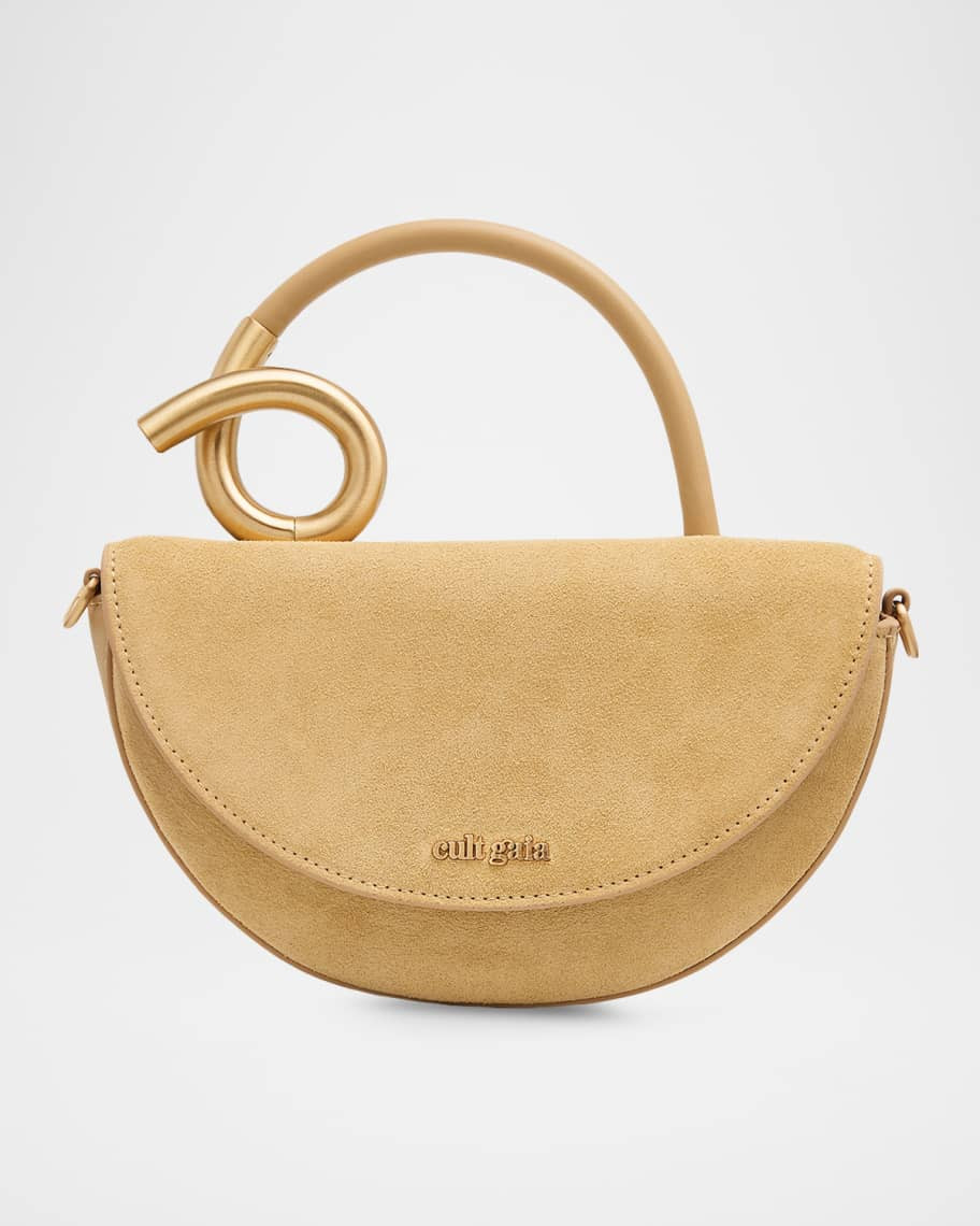 Cult Gaia Azariah Suede & Leather Top-Handle Bag | Neiman Marcus