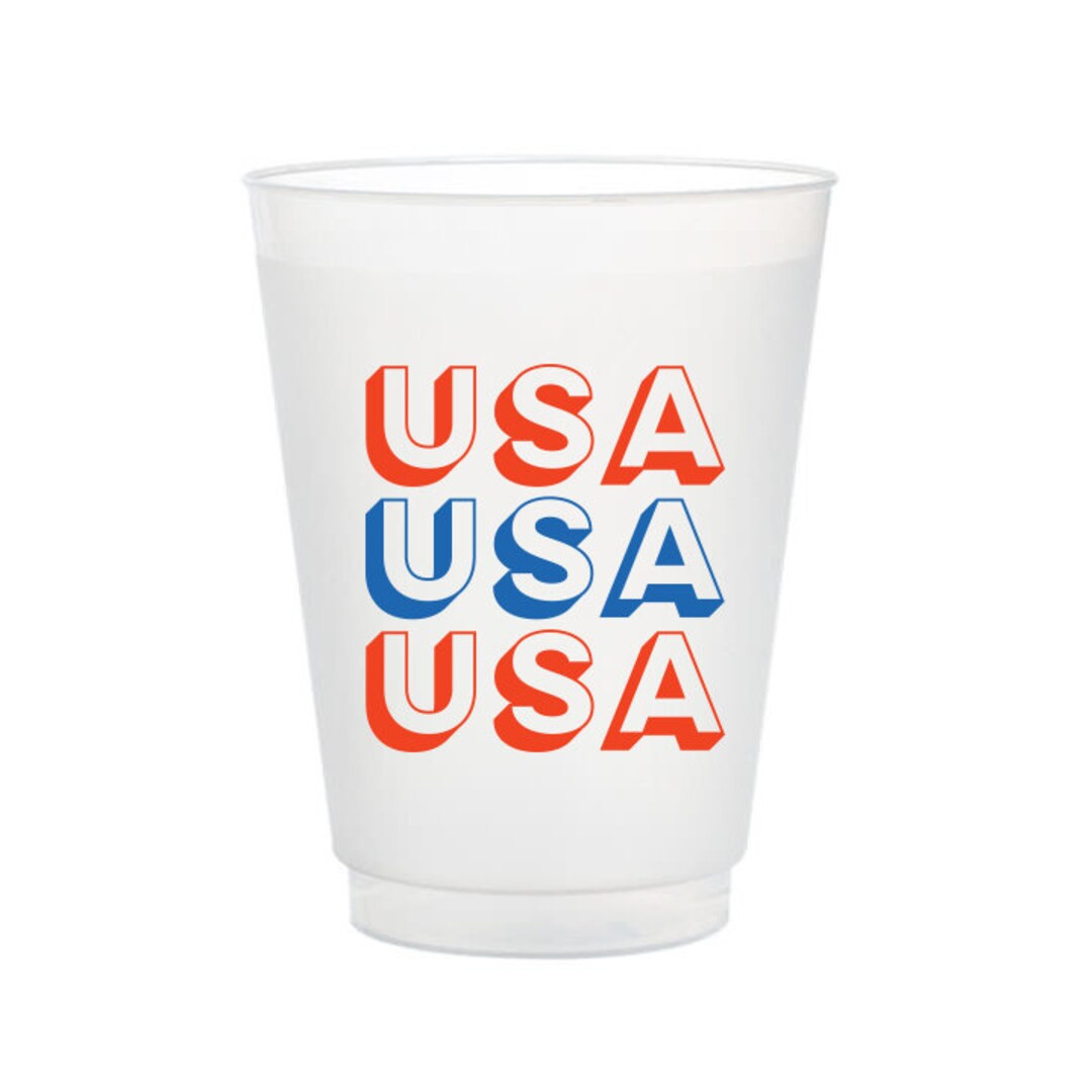 USA Frost Flex Cups, 4th of July Shatterproof Cups, American Party Supplies, USA Party Decor, All... | Etsy (US)