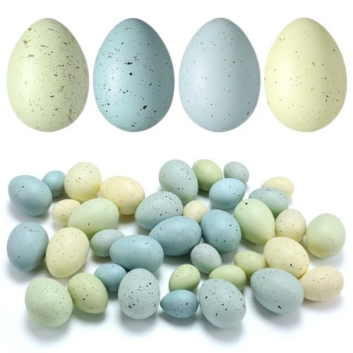 SiliFine 36 Pcs Easter Speckled Eggs Plastic Speckled Eggs Bowl and Vase Filler Faux Chicken Eggs for DIY Spring Displays and Easter Decorations (Classic Color) | Amazon (US)