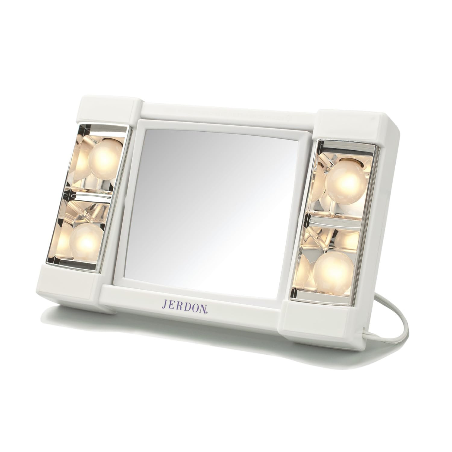 JERDON Two-Sided Makeup Mirror with Lights - Vanity Mirror with 3X Magnification & Glare-Free Lig... | Amazon (US)
