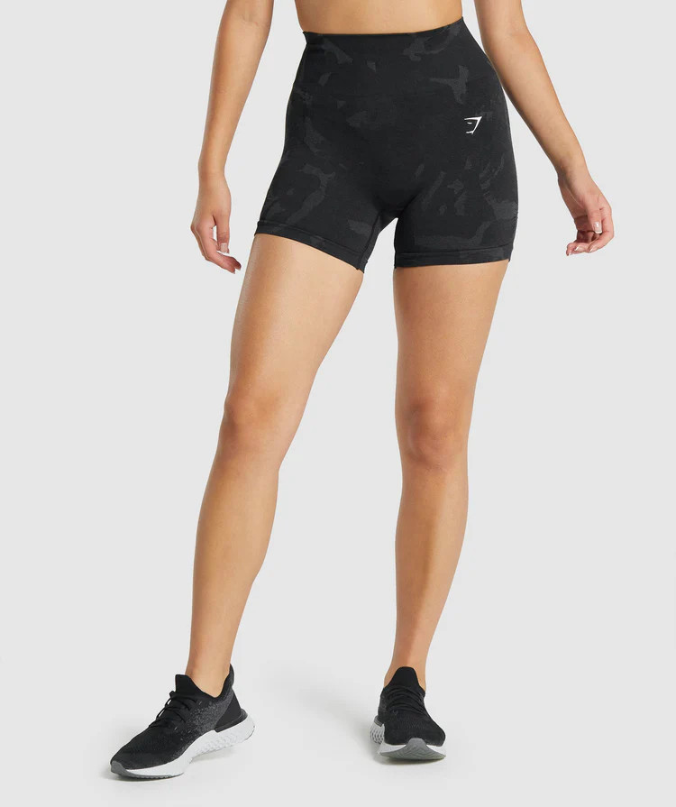 Gymshark Adapt Camo Seamless Shorts - Savanna | Black | Gymshark US