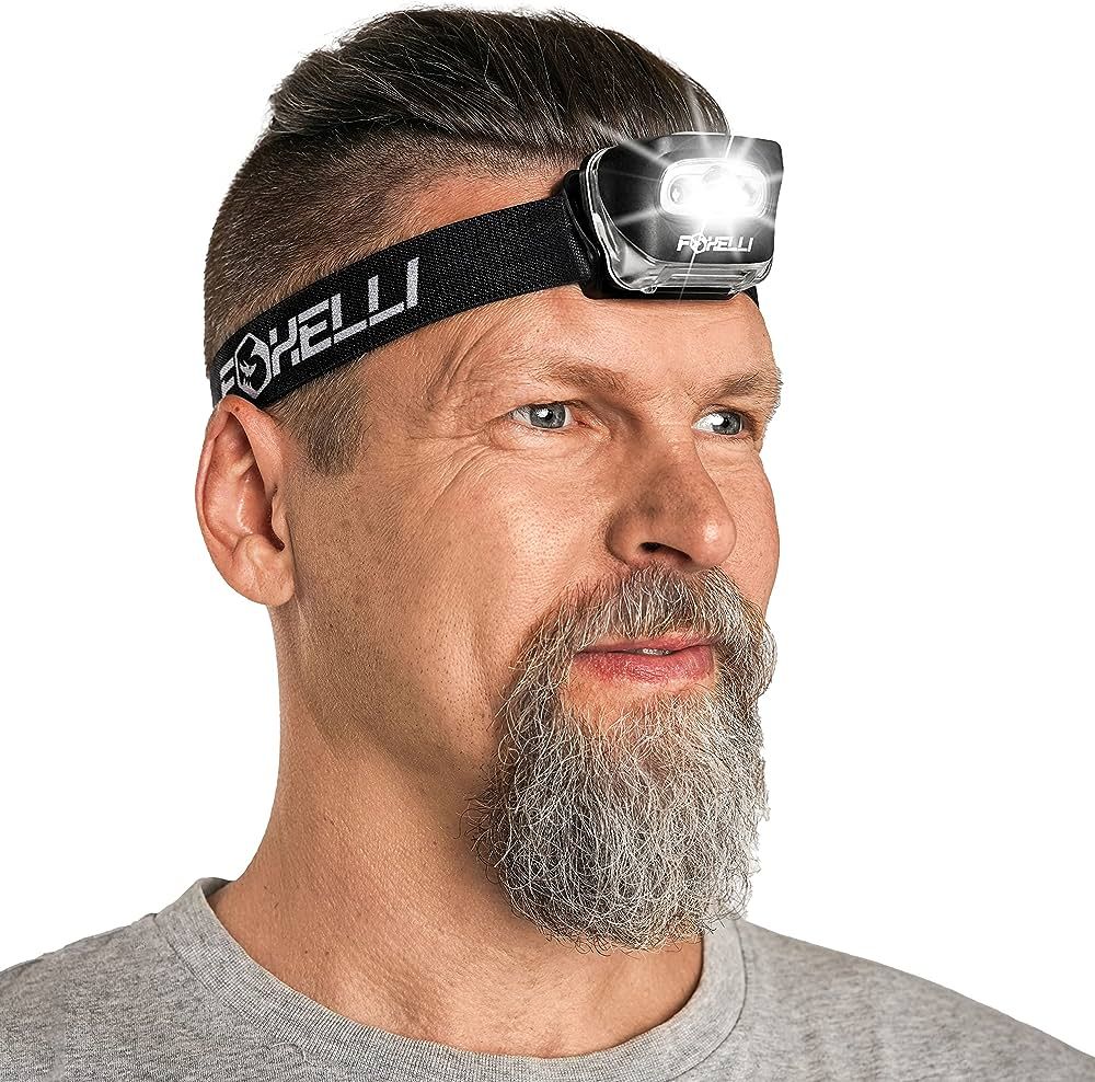 Foxelli LED Headlamp Flashlight for Adults & Kids, Running, Camping, Hiking Head Lamp with White ... | Amazon (US)