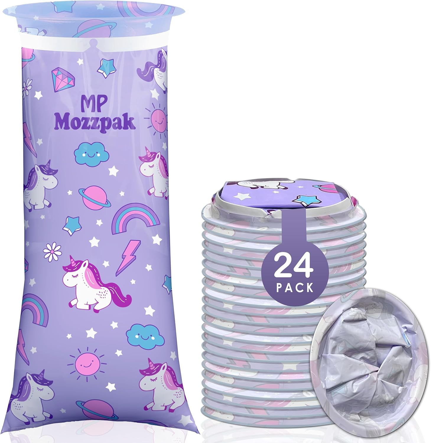 MP MOZZPAK Unicorn Kids Vomit Bags Disposable 24 Pack - Emesis Bags, Leak-Proof Barf Bags, Motion... | Amazon (US)