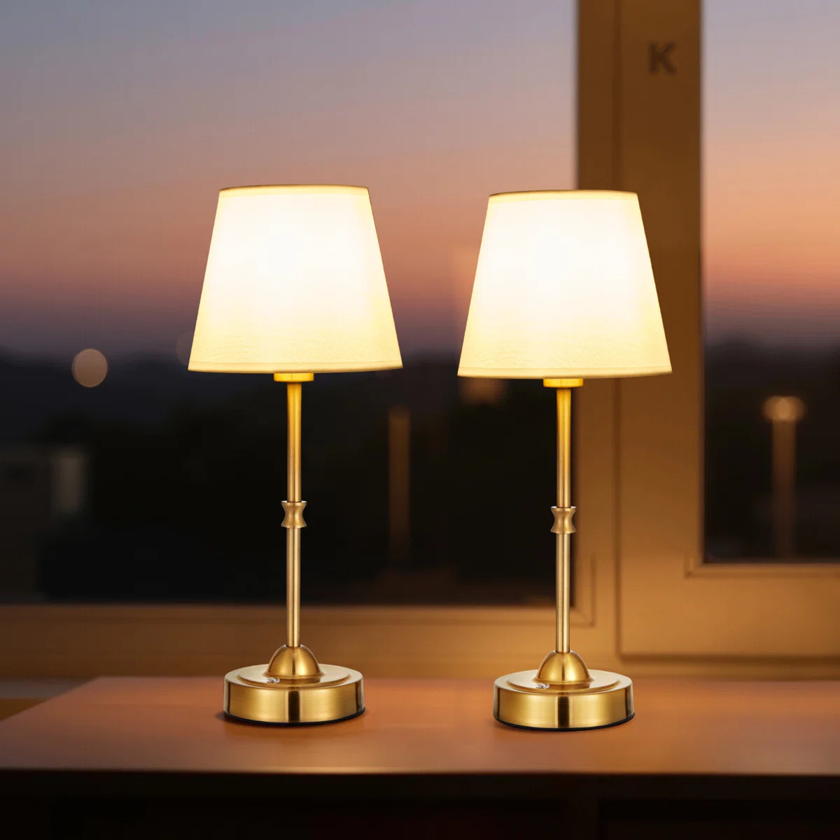 Cordless Table Lamp 2 Pack Rechargeable Battery Desk Lamp Fabric Shade (Set of 2) | Wayfair North America