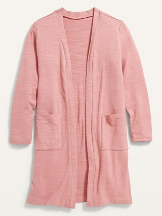 Cozy-Knit Super-Long Open-Front Sweater for Girls | Old Navy (US)