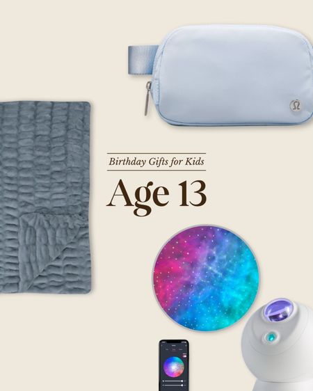 Birthday gifts for kids: age 13 - find the full guide at ChrisLovesJulia.com 

Lola blanket, lululemon belt bag, galaxy projector

#LTKFamily #LTKGiftGuide #LTKKids