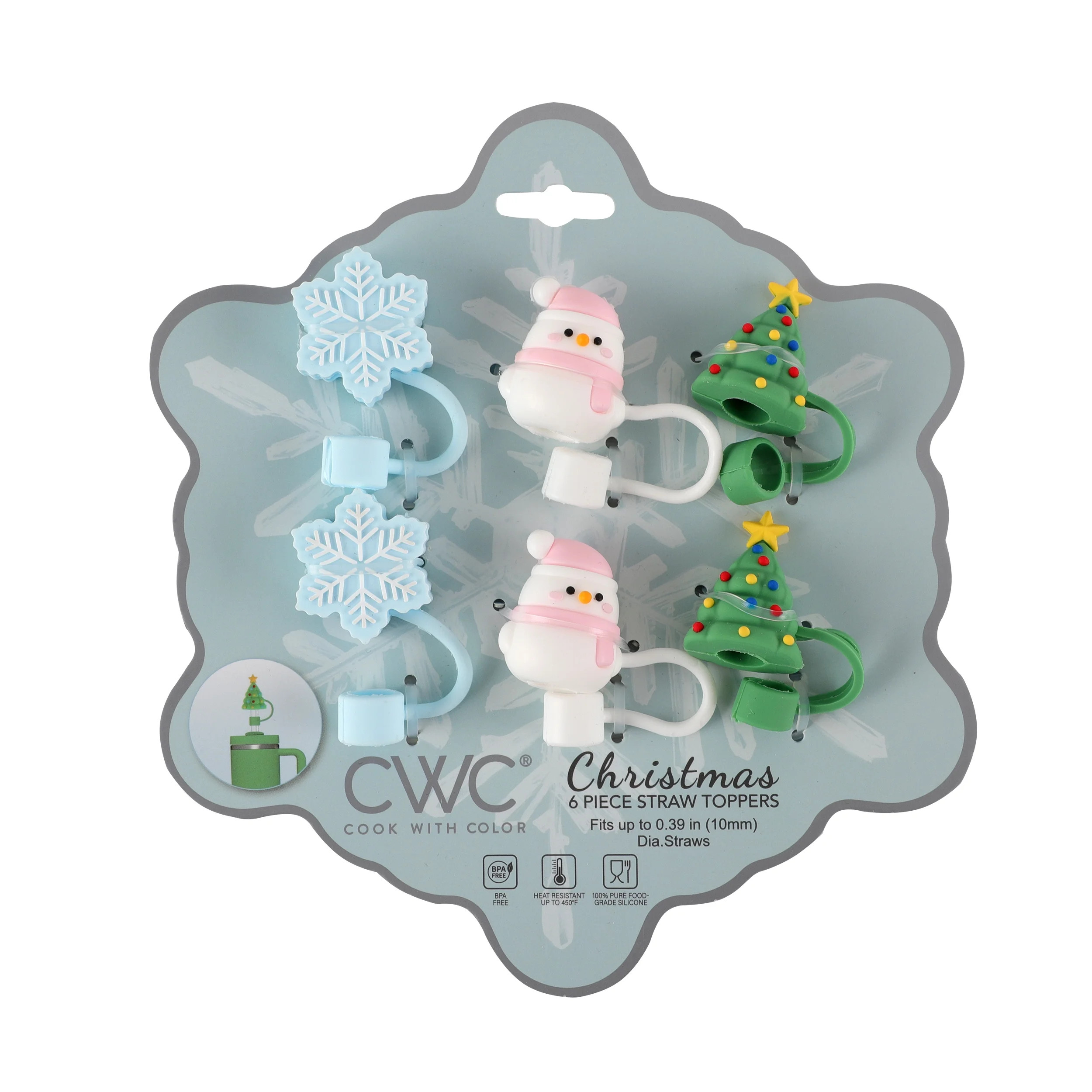 Cook With Color multi color holiday theme straw toppers | Walmart (US)