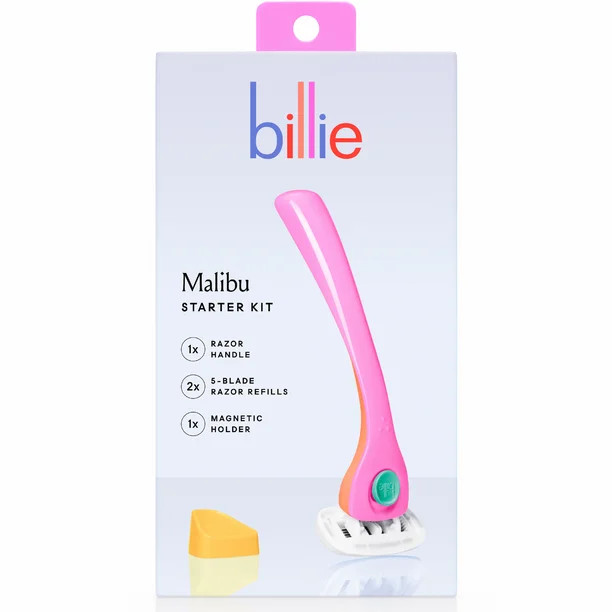 Billie Women’s Razor Kit - 1 Handle + 2 Blade Refills + Magnetic Holder - Malibu | Walmart (US)