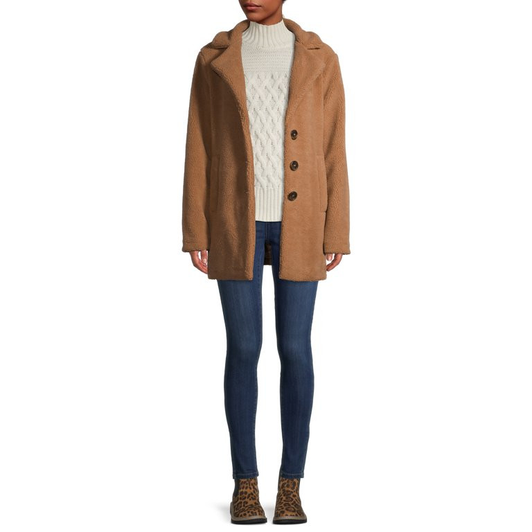 Jason Maxwell Women's Oversized Faux Sherpa Coat | Walmart (US)