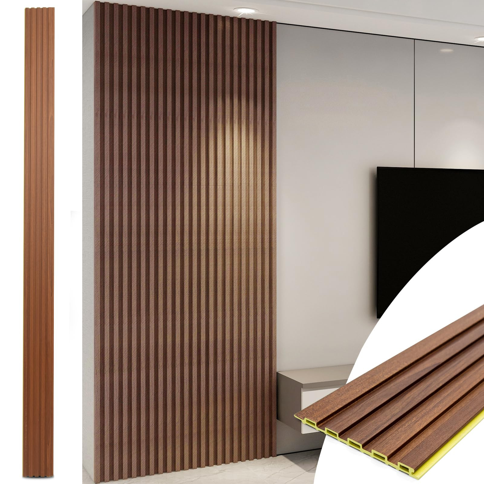 Art3d WPC Slat Wall Panels, 8-Pack 108 x 6 Inch 3D Wall Accents for Interior Wall Decor, Living R... | Amazon (US)