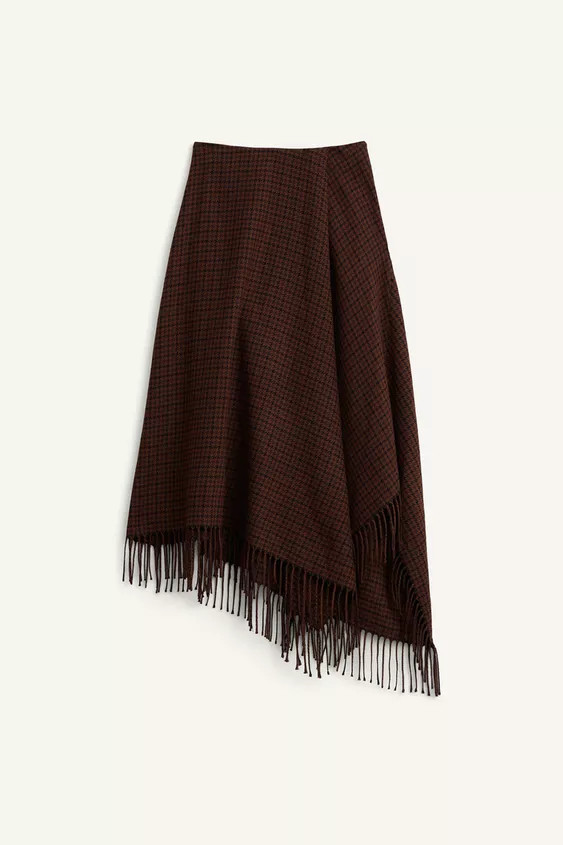 LIMITED EDITION ASYMMETRIC HEM FRINGED SKIRT | Zara US