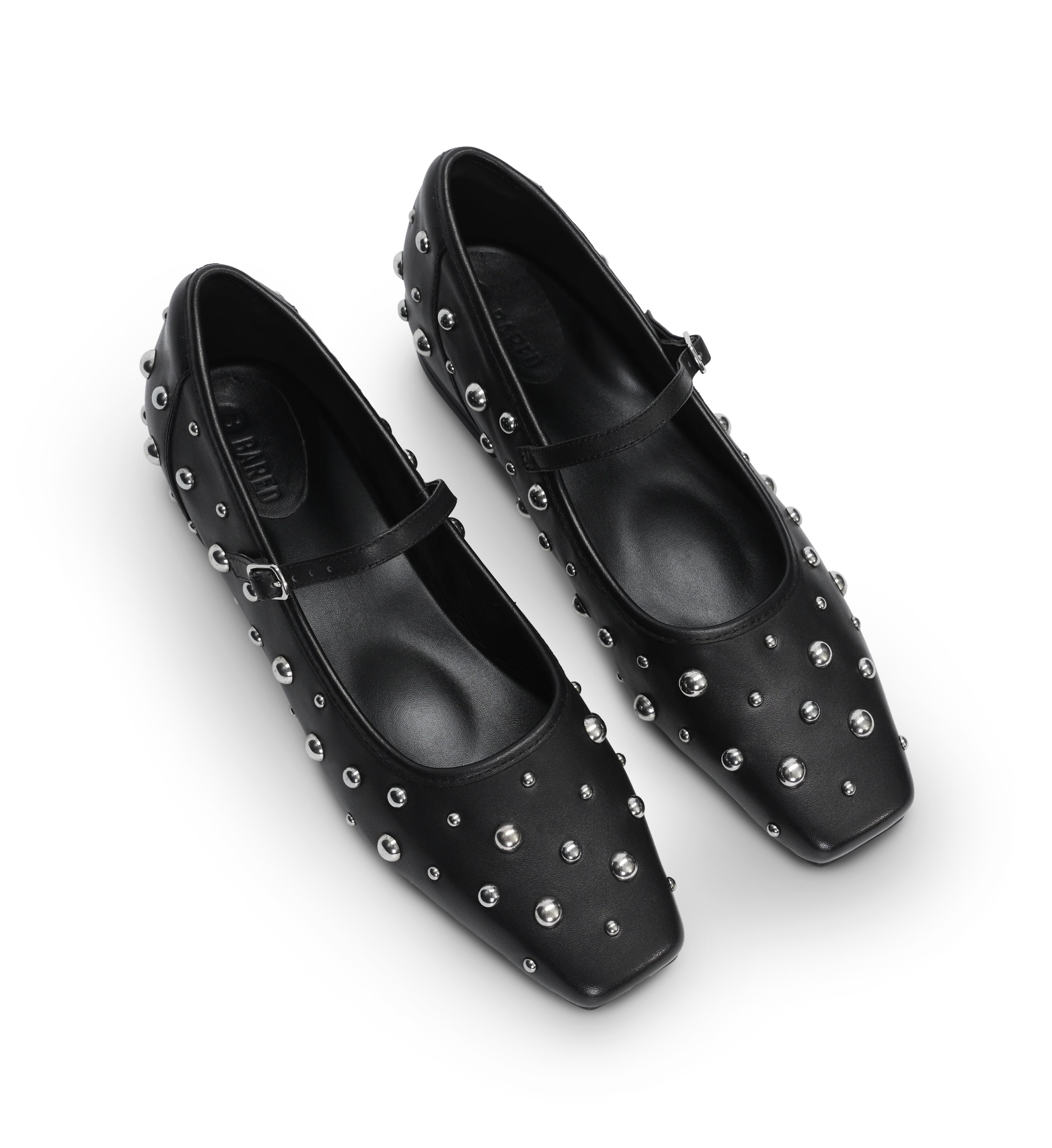 Surfbird Black Leather & Hardware Ballet Flats | Bared Footwear | Bared Footwear