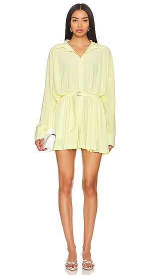 Norma Kamali x REVOLVE Super Oversized Boyfriend Shirt Mini Dress in Yellow. - size M | Revolve Clothing (Global)