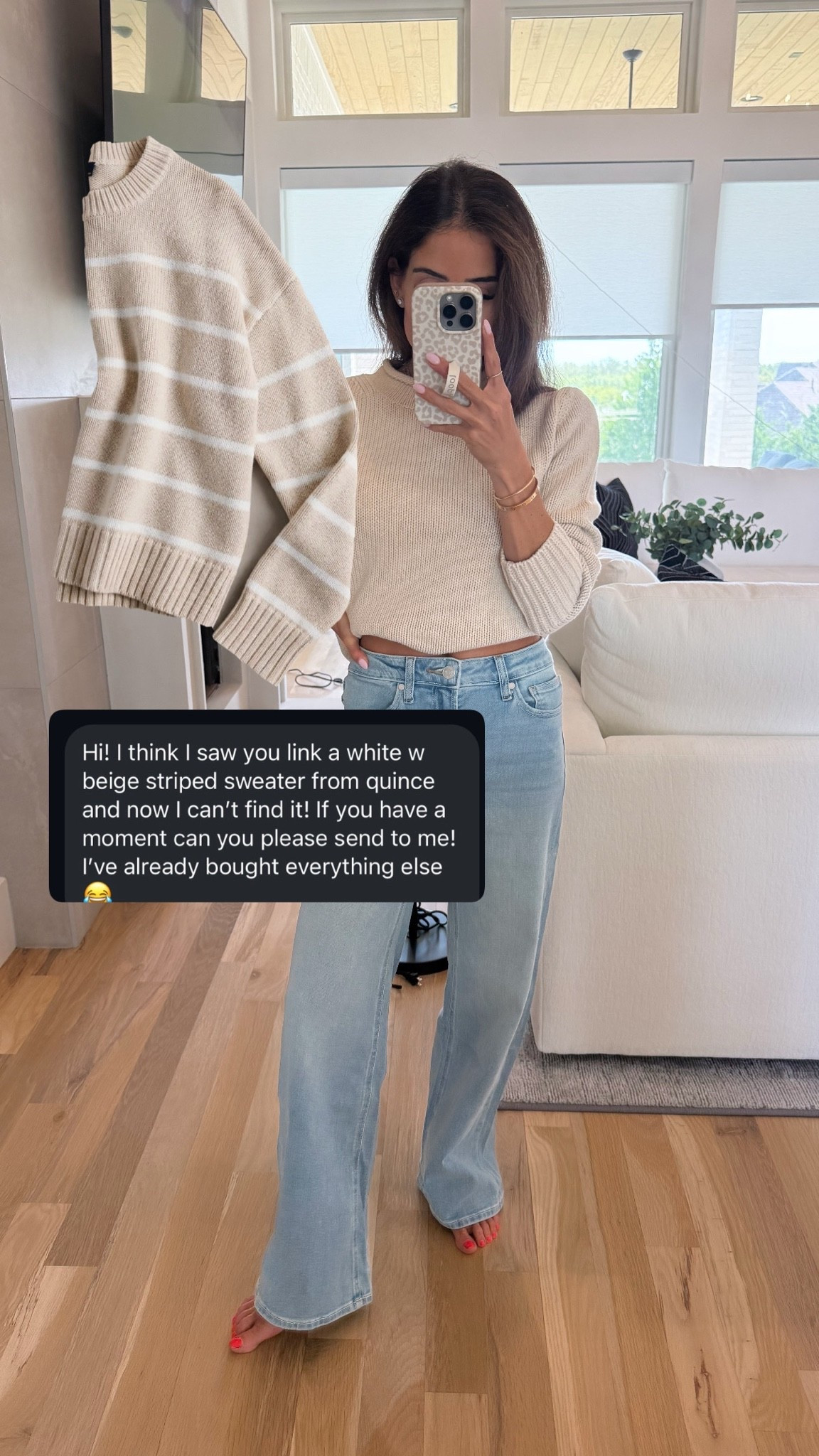 Try this versatile striped white and tan  sweater tucked with tailored basics for a polished start! Love these stretchy jeans size 24s . XS or S sweater fall outfit

#LTKstorytime #LTKSaleAlert #LTKPetite