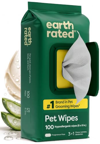 Earth Rated Dog Wipes for Paws & Butt, Deodorizing, Unscented, 100ct | Amazon (US)