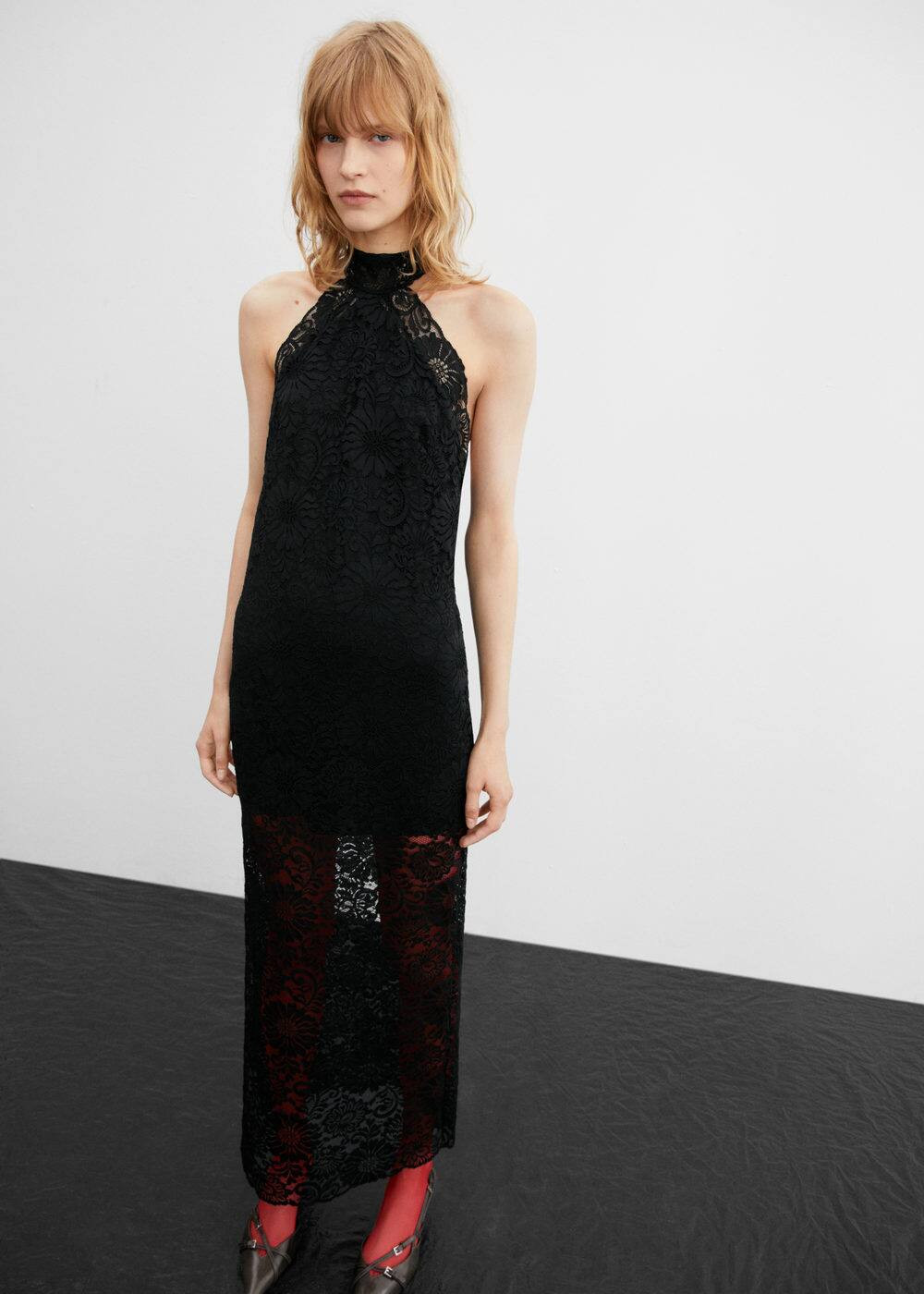 Robe dentelle emmanchures américaines -  Femme | Mango France | MANGO (FR)