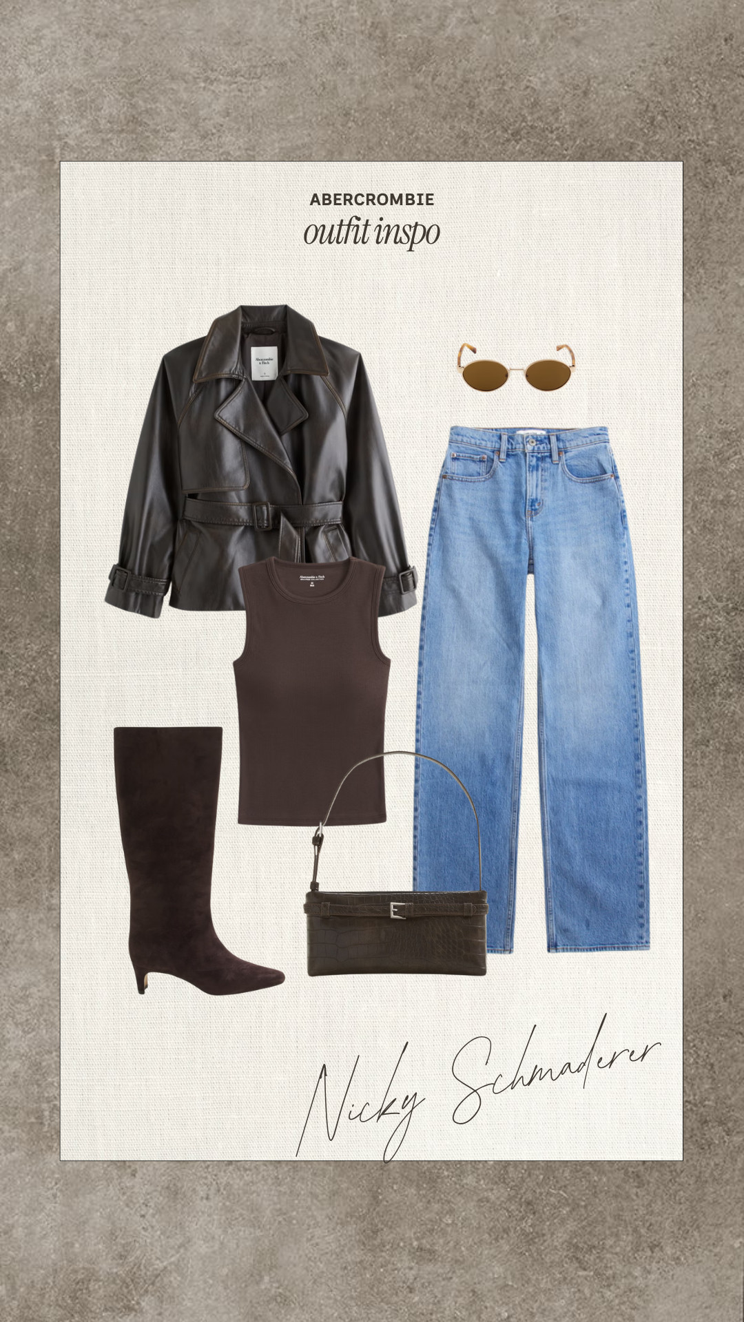 Chic fall outfit inspo from Abercrombie 🤎

new arrivals, fall outfits, prefall fashion, transitional outfits, denim, leather jacket, boots, nicky schmaderer 

 #LTKootd #LTKSeasonal