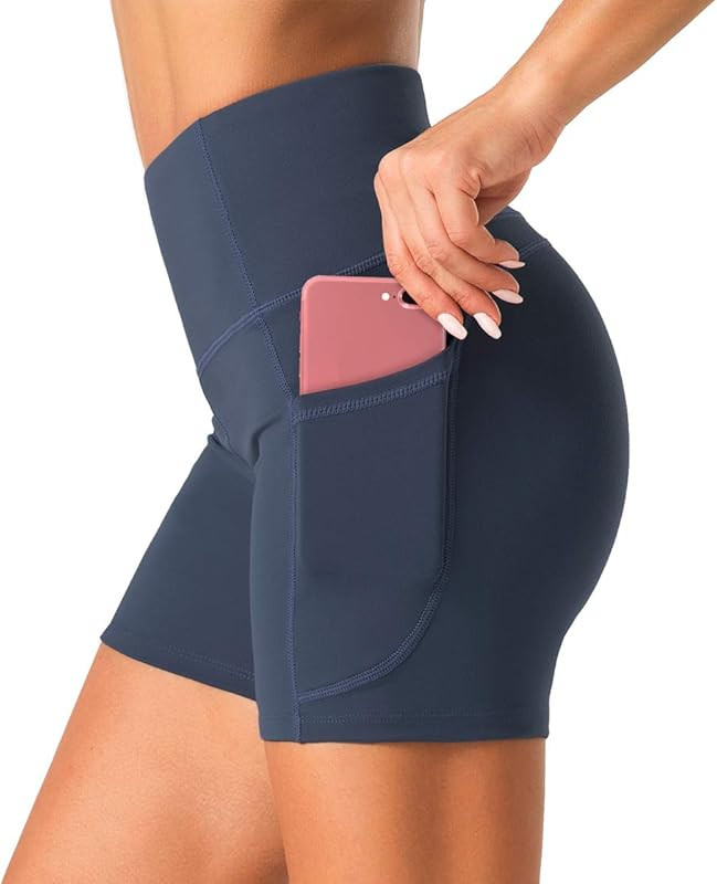 Dragon Fit High Waist Yoga Shorts for Women with 2 Side Pockets Tummy Control Running Home Workou... | Amazon (US)