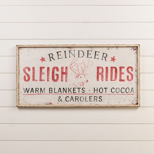 Reindeer Sleigh Rides Holiday Sign | Antique Farm House