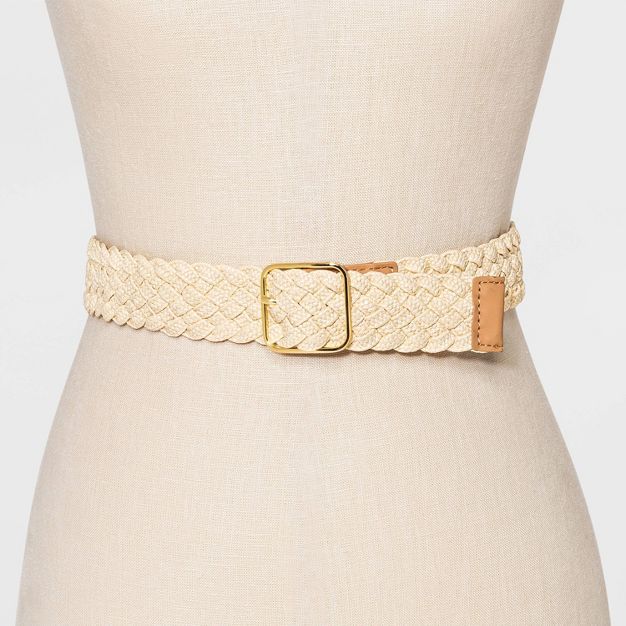 Women's Stretch Braided Straw Belt - A New Day™ Natural | Target