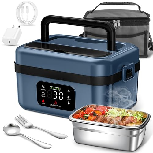 Cordless Electric Lunch Box - Battery Powered to Heat Food, Portable and Large Capacity, with Reservation and Insulation Functions, Automatic Heating Lunch Box, suitable for Outdoor Workers | Amazon (US)
