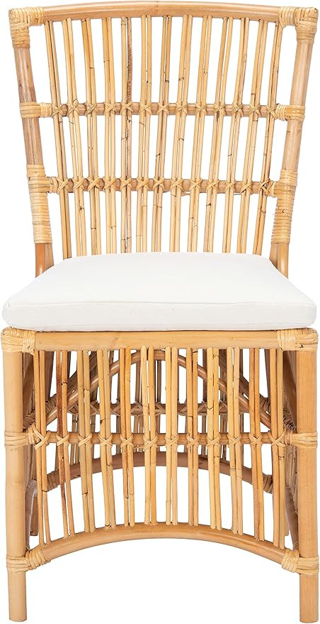Safavieh Home Collection Erika Rattan Cushion (Set of 2) Accent Chair, 0, Natural/White | Amazon (US)