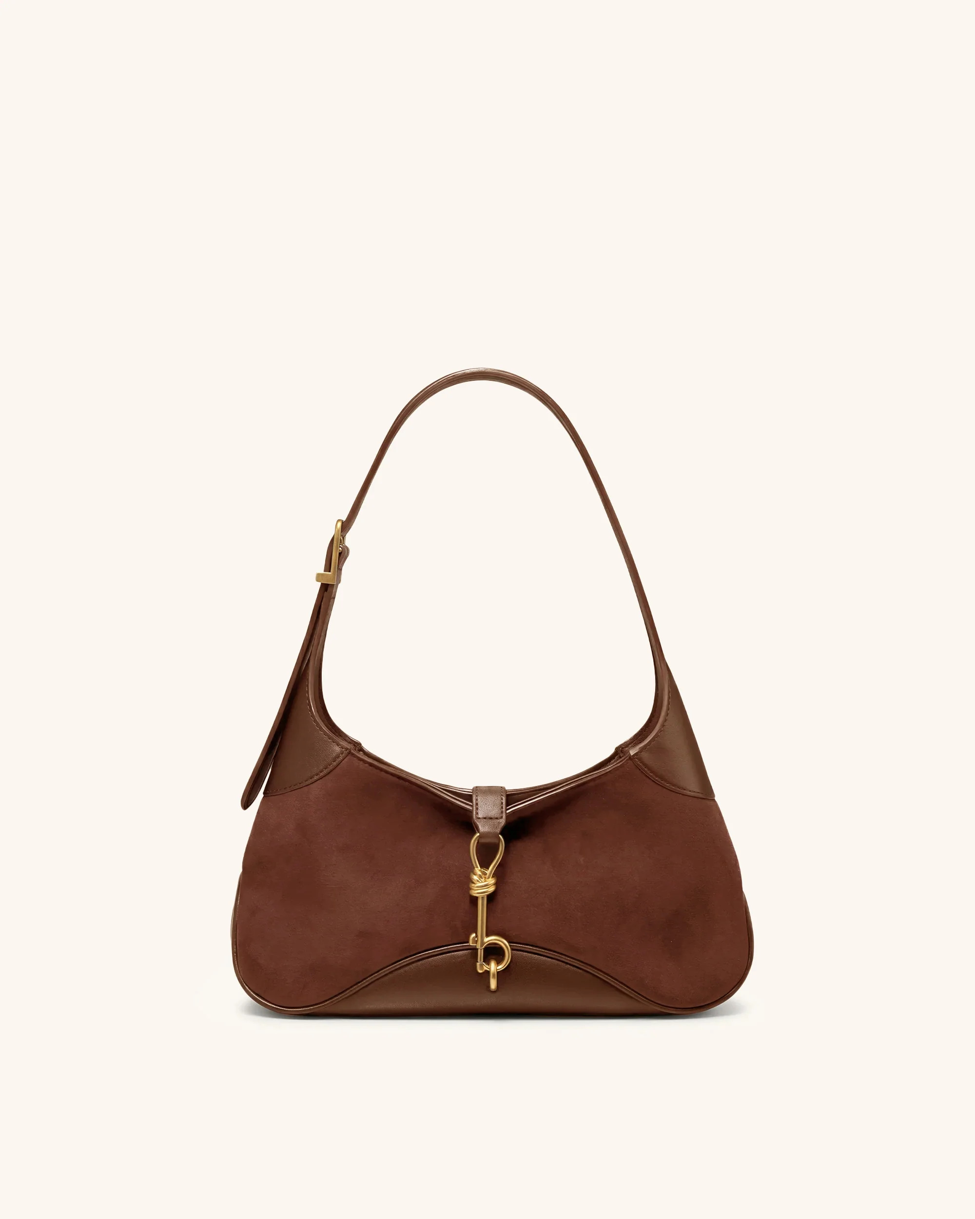 Juliette Faux Suede Key Charm East-West Shoulder Bag - Mocha Brown | JW PEI US
