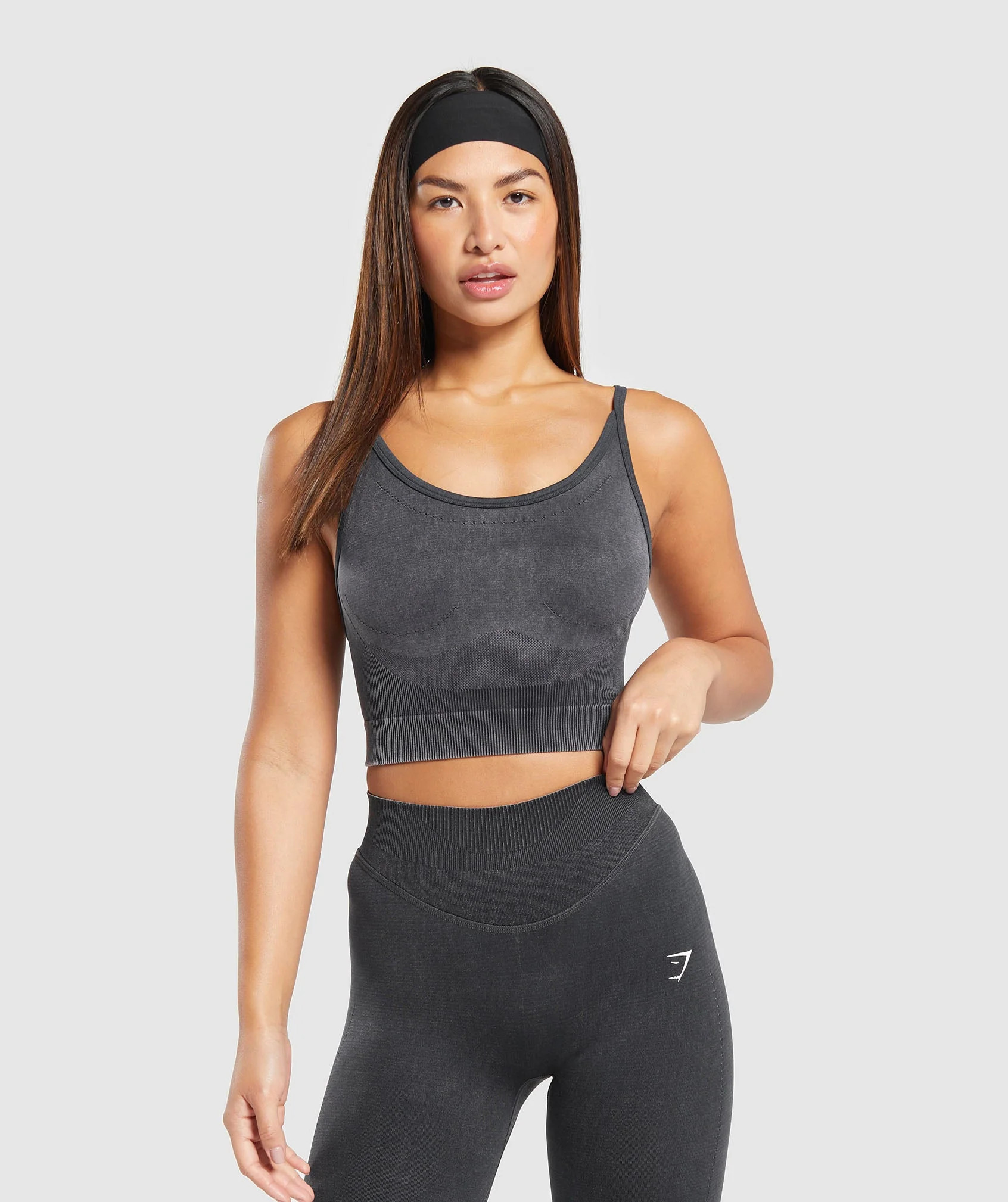Gymshark Sweat Seamless Washed Midi Tank - Black | Gymshark US