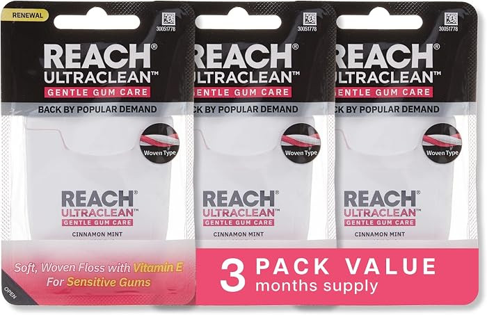 REACH ULTRACLEAN Gentle Gum Care Expanding Floss \u2013 Woven, Non-Waxed, PFAS-Free with Vitamin ... | Amazon (US)