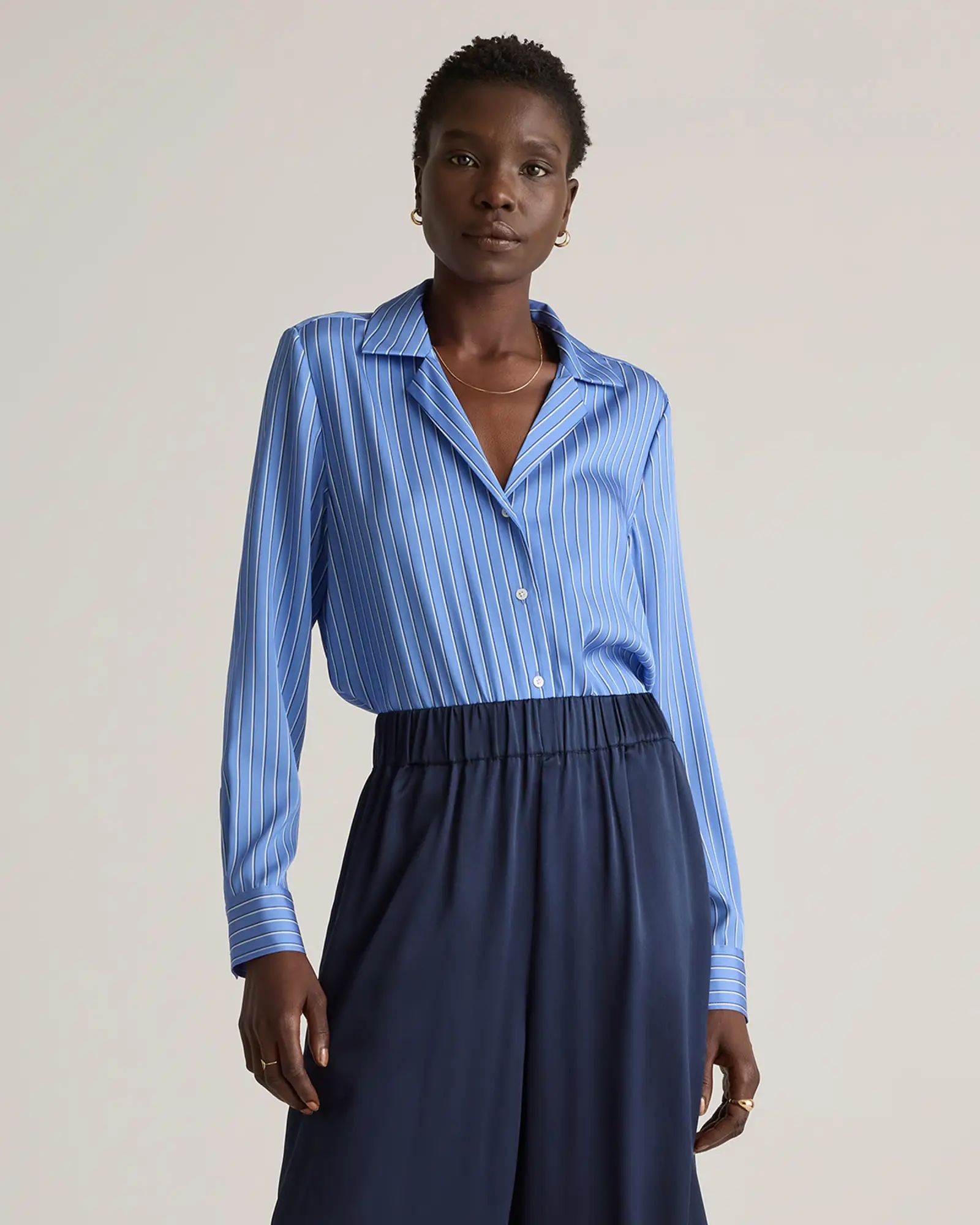 Washable Stretch Silk Notch Collar Blouse | Quince