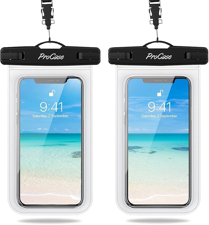 ProCase Waterproof Phone Pouch 2 Pack, Universal Cellphone Waterproof Underwater Case Dry Bag for... | Amazon (US)