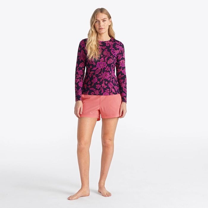 Women's Plus Size Crew Neck Long Sleeve Rash Guard UPF 50 Swim Tee | Lands' End (US)