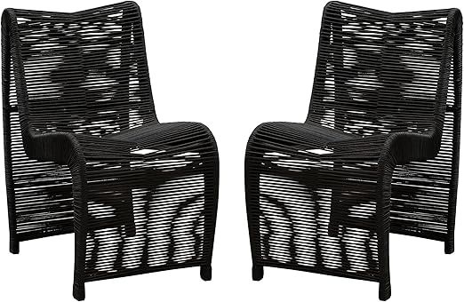 Boraam Lorenzo Rope Accent Chairs, Set of 2-Black | Amazon (US)