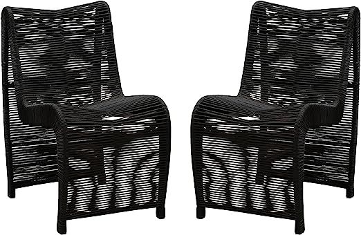 Boraam Lorenzo Rope Accent Chairs, Set of 2-Black | Amazon (US)