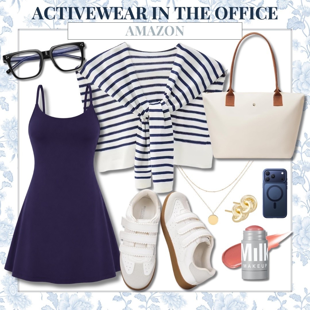 The activewear dress I’ve been reaching for on repeat. Styled with a striped sweater, classic sneakers, and elevated accessories for an easy office ready look.

Sizing:
• Dress: Small
• Sneakers: Size 7.5, true to size
• Sweater: Small

activewear dress, office style, Amazon fashion, casual workwear, athleisure outfit, tennis dress, striped sweater, white sneakers, elevated athleisure, AudrieDollins

#LTKWorkwear #LTKOver40 #LTKActive
