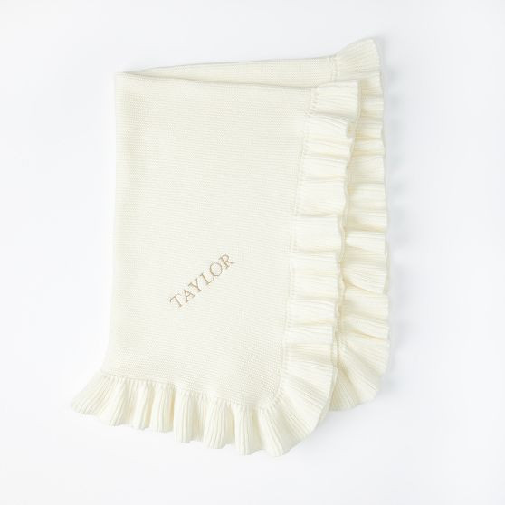 Ruffle Knit Cotton Baby Blanket | Mark and Graham