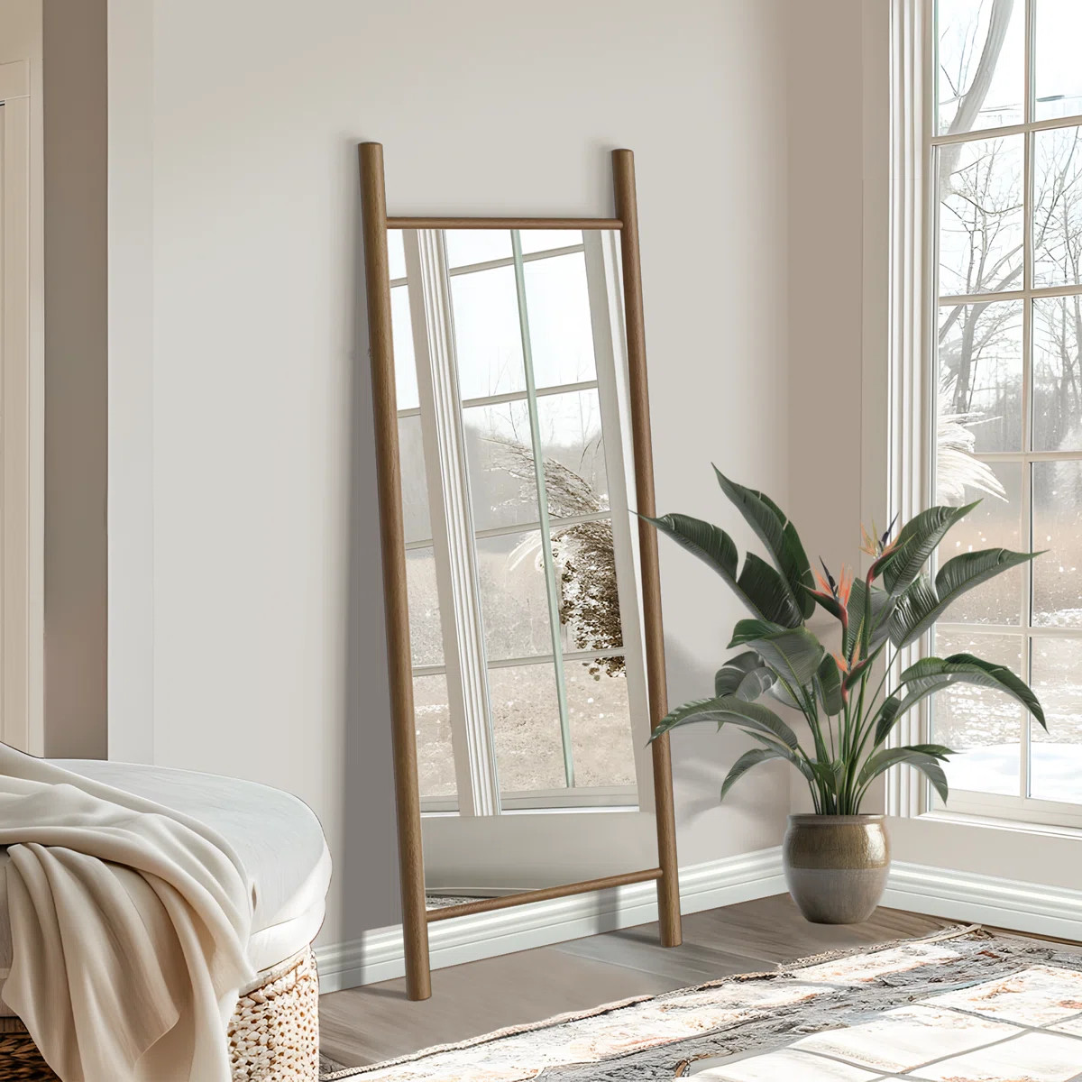 Merienne Wood Dowel Floor Mirror Wall Mirror | Wayfair North America