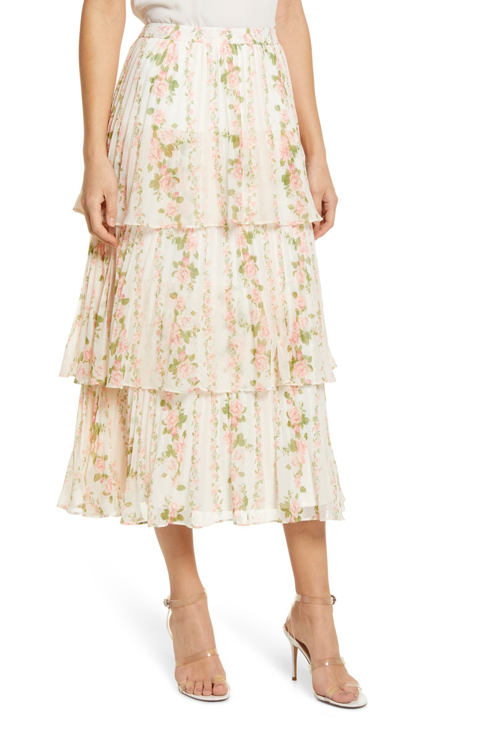 Rachel Parcell Pleated Tiered Chiffon Maxi Skirt | Nordstrom | Nordstrom