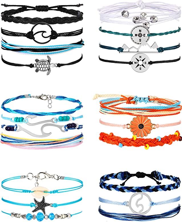 Hicarer 21 Pieces Surfer Wave Bracelet Ocean Wave Adjustable Waterproof Handmade Friendship Brace... | Amazon (US)