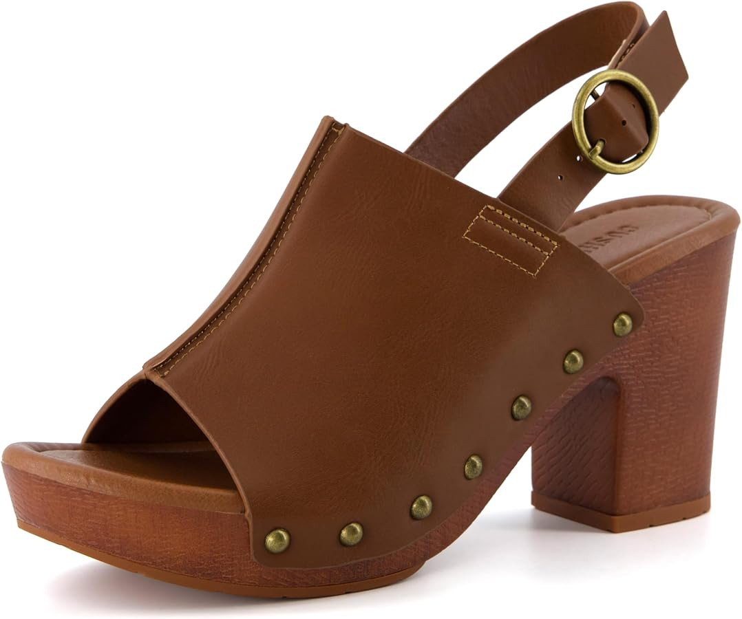 Women's Sisi Faux Wood Sandal/Heeled Mule +Comfort Foam & LiteSole Technology, Wide Widths Availa... | Amazon (US)