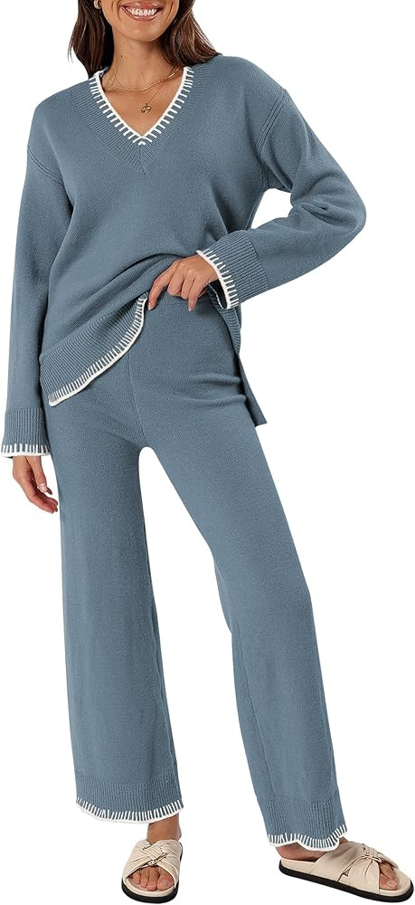 Cakulo Womens 2 Piece Lounge Sets 2024 Trendy Fall Outfits Matching Sweater Set | Amazon (US)