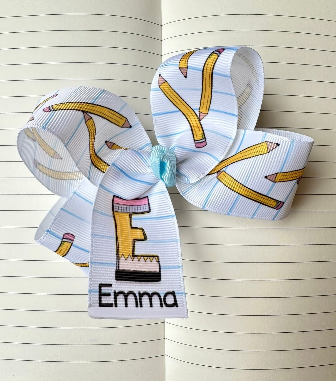 Medium or Large Monogrammed Back to School Hair Bow, First Day of Kindergarten, PreK Personalized... | Etsy (US)