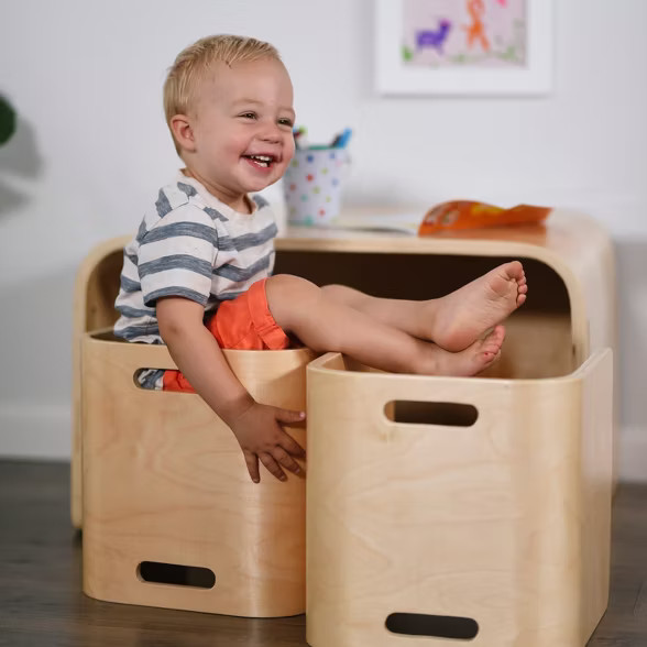 ECR4Kids Natural Bentwood Multipurpose Kids Wooden Table and Chair Set (3-Piece) | Target