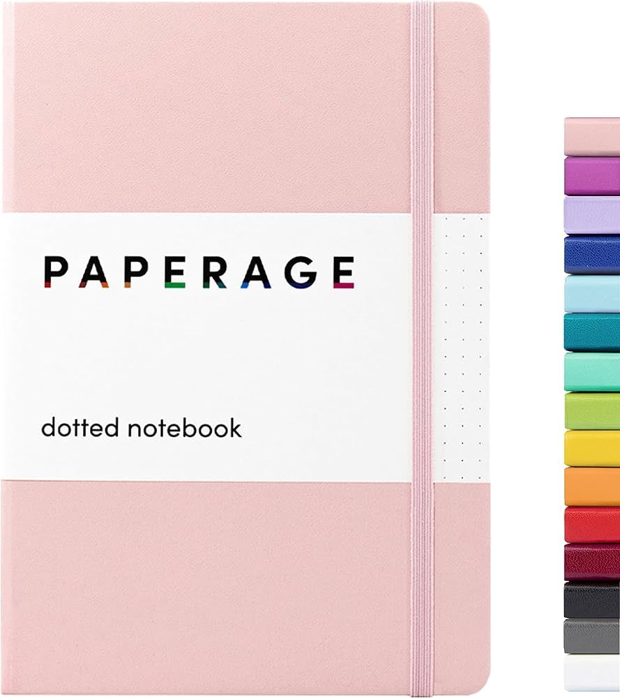 PAPERAGE Dotted Journal Notebook, (Blush), 160 Pages, Medium 5.7 inches x 8 inches - 100 gsm Thic... | Amazon (US)